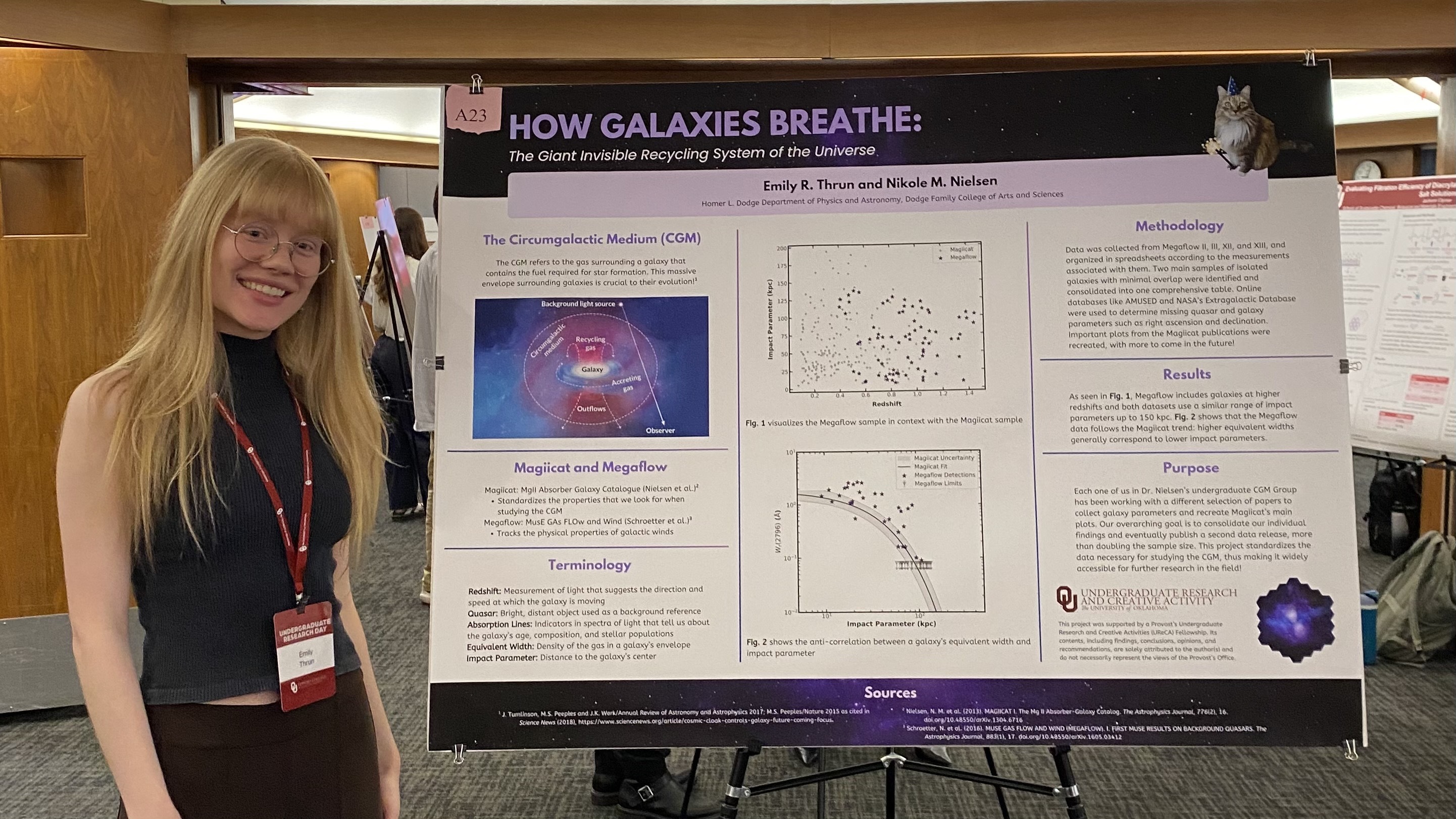 Emily standing in front of her
	      poster